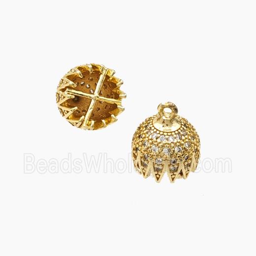 Copper Jellyfish Tassel Bail Pave Zirconia Gold Plated