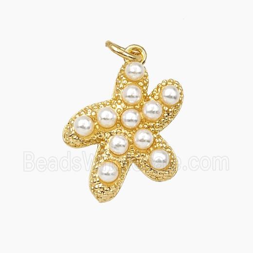 Copper Starfish Pendant Pave Resin Gold Plated