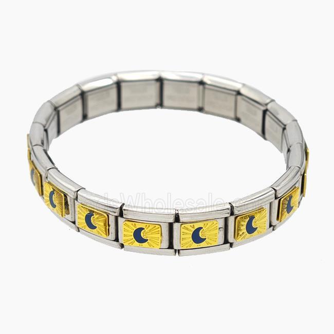 Raw Stainless Steel Module Bracelet With Moon