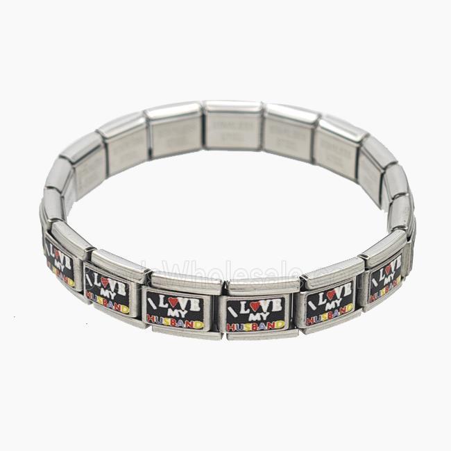 Raw Stainless Steel Module Bracelet With ILoveMyHusband