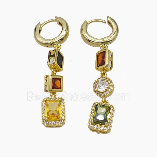 Copper Hoop Earrings Pave Zirconia Gold Plated