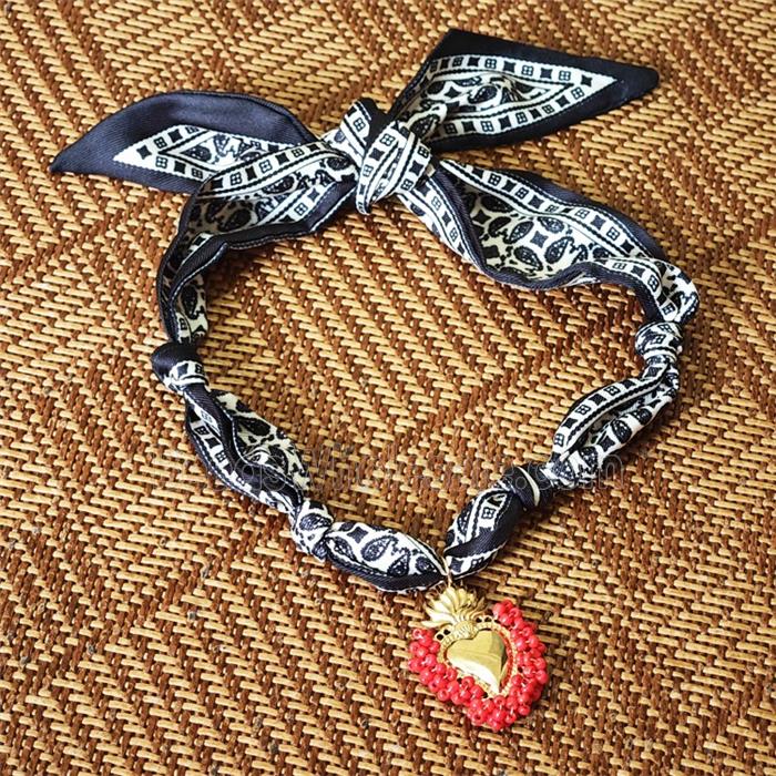 Polyester Fabric Necklace With Heart