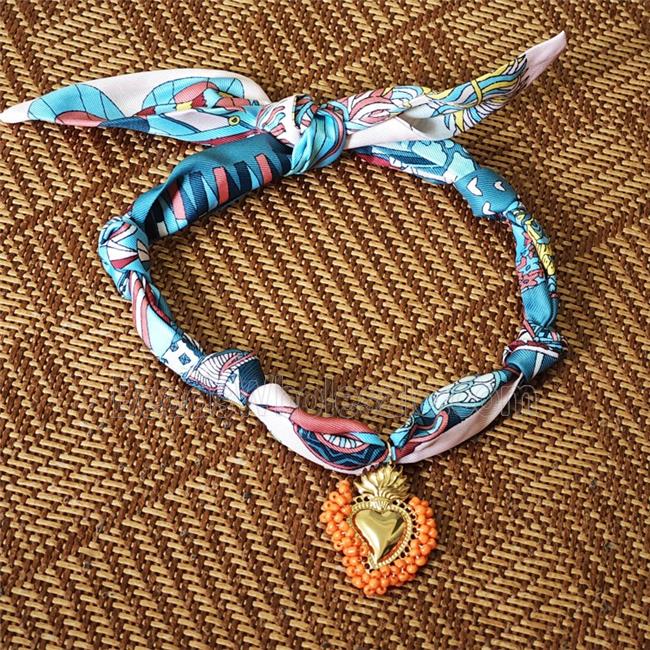 Polyester Fabric Necklace With Heart