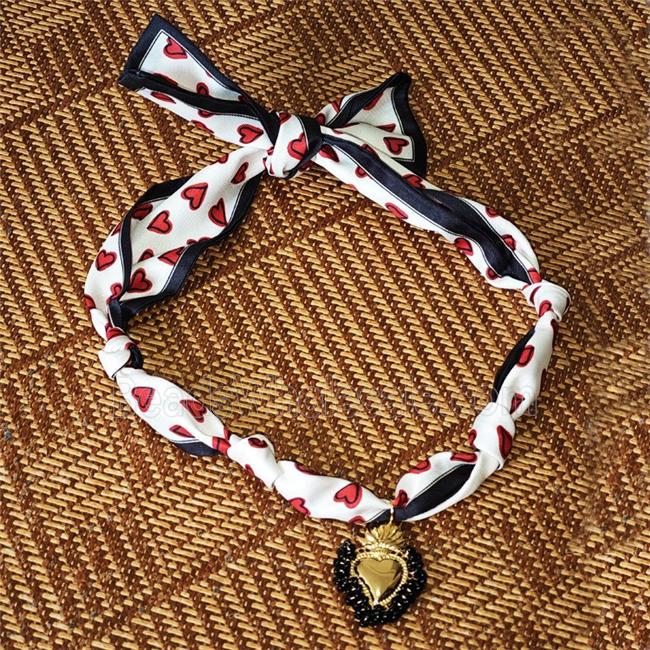 Polyester Fabric Necklace With Heart