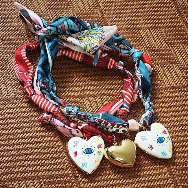Polyester Fabric Necklace With Heart Mixed