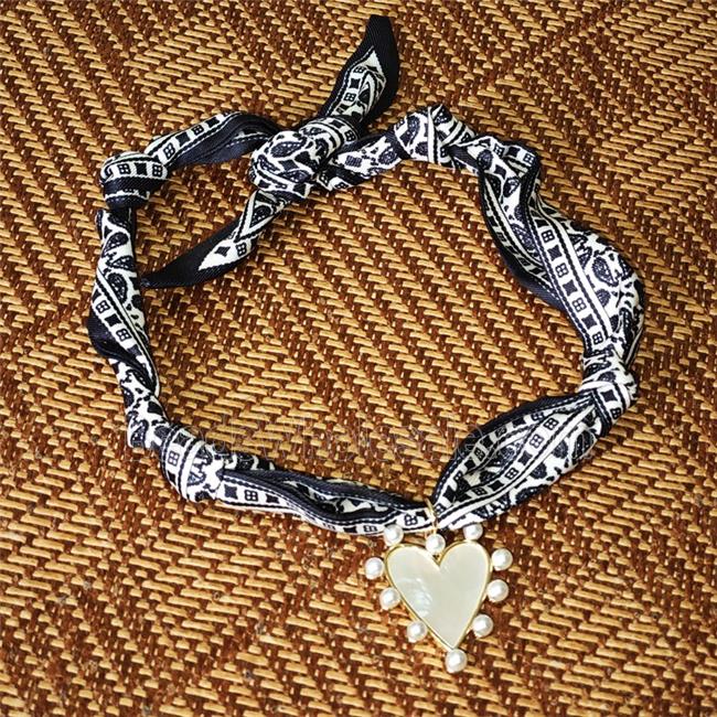 Polyester Fabric Necklace With Heart Pave Resin
