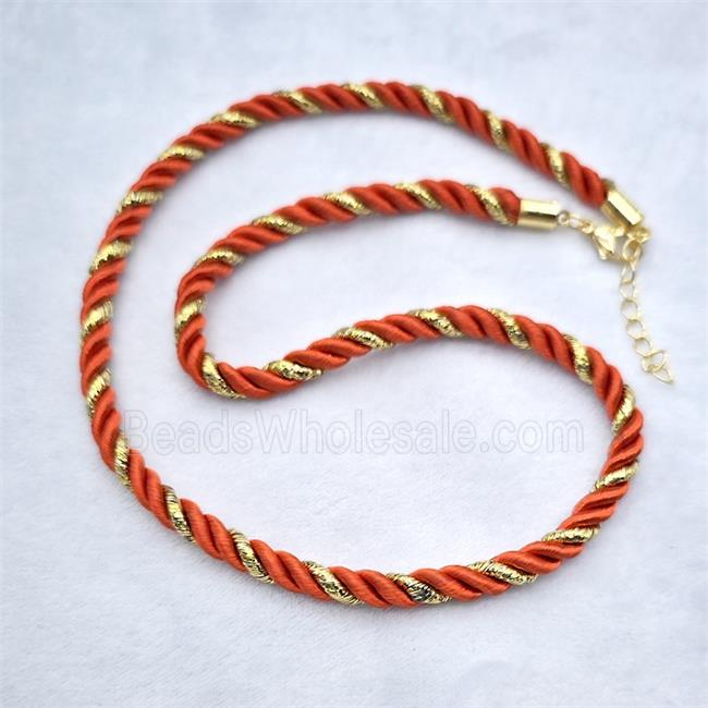 Nylon wire Necklace, gold plated
