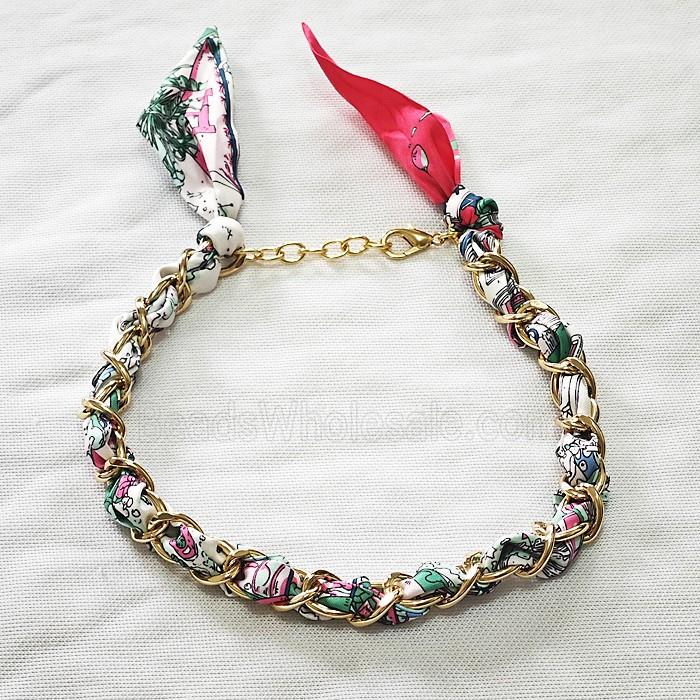 Polyester Fabric Aluminium Necklace Chain