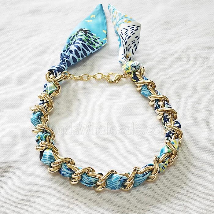 Polyester Fabric Alloy Necklace Chain