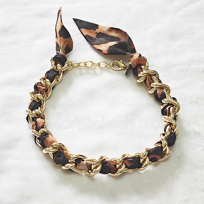 Polyester Fabric Alloy Necklace Chain