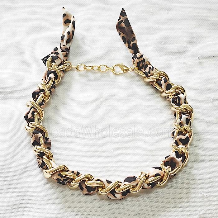 Polyester Fabric Alloy Necklace Chain