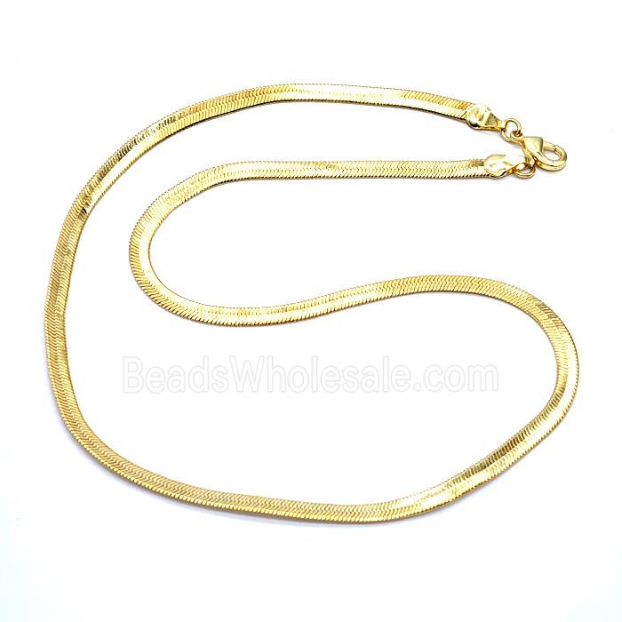 Copper Necklace Chain Flat Snake Gold Plated