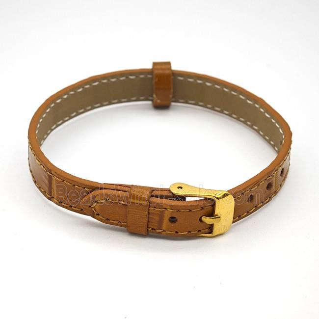 Brown PU Leather Strap Bracelet