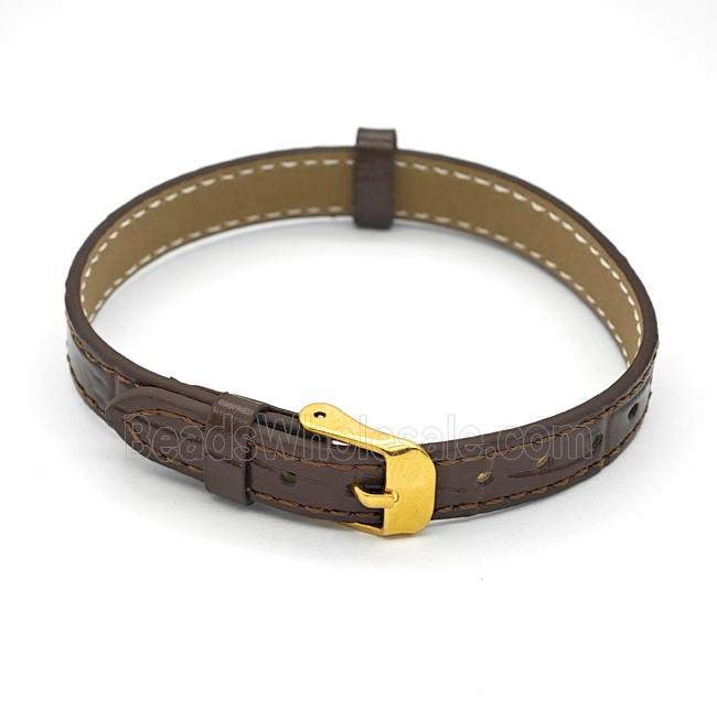 Chocolate PU Leather Strap Bracelet