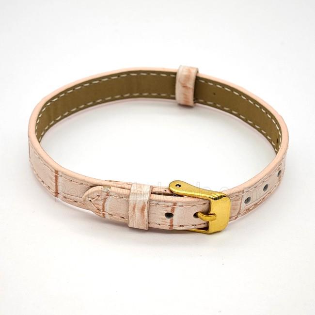 Pink PU Leather Strap Bracelet