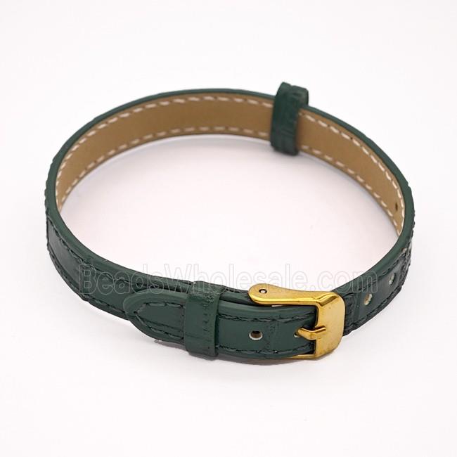 Darkgreen PU Leather Strap Bracelet