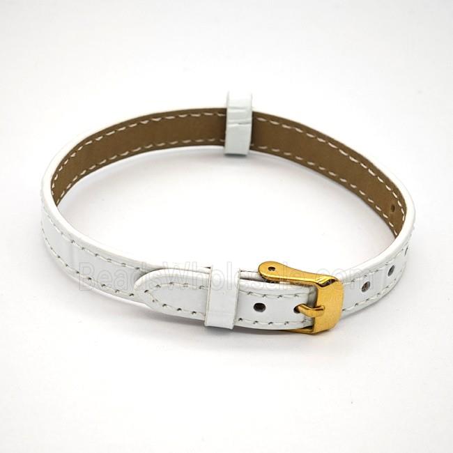 White PU Leather Strap Bracelet