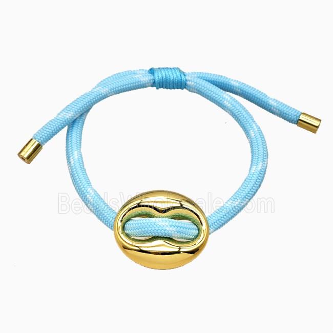 Lt.blue Nylon Bracelet With Steel Pignose Adjustable
