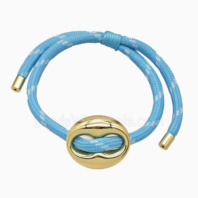 Blue Nylon Bracelet With Steel Pignose Adjustable
