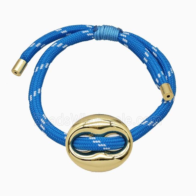 Skyblue Nylon Bracelet With Steel Pignose Adjustable