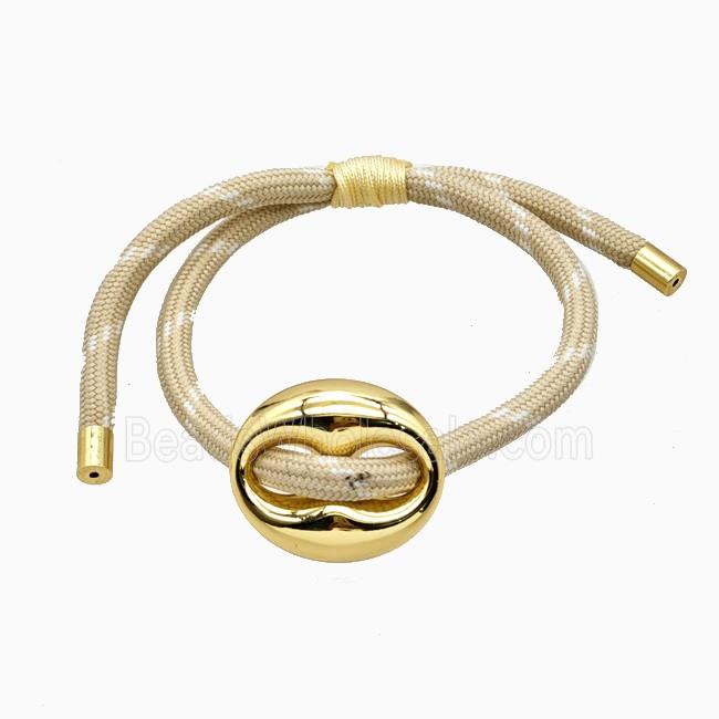 Khaki Nylon Bracelet With Steel Pignose Adjustable