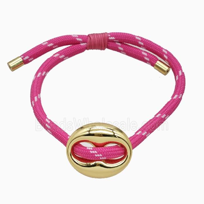 Hotpink Nylon Bracelet With Steel Pignose Adjustable