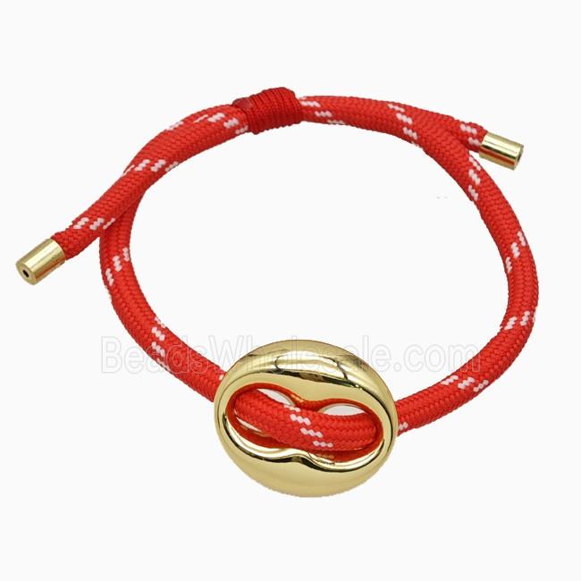 Red Nylon Bracelet With Steel Pignose Adjustable