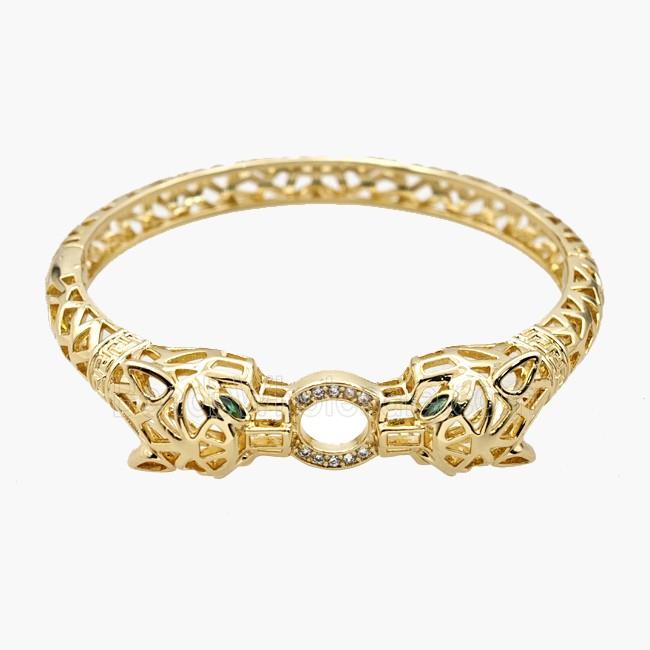 Copper Leopard Bangles Pave Zirconia 18K Gold Plated