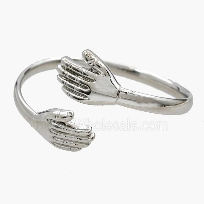 Copper Open Cuff Hand Cuddle Bangles Platinum Plated