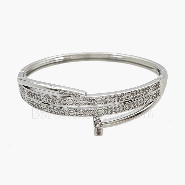Copper Bangles Pave Zirconia Platinum Plated