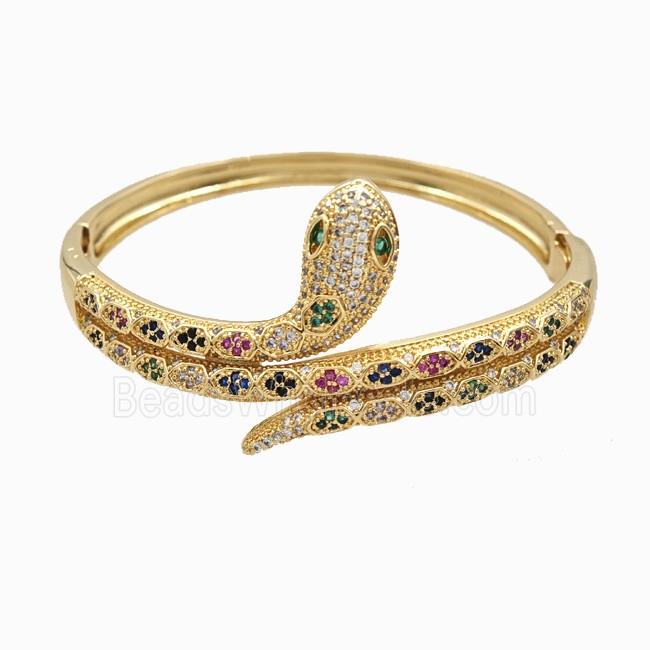 Copper Snake Bangles Pave Zirconia 18K Gold Plated
