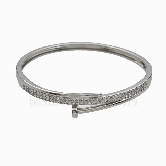 Copper Bangles Pave Zirconia Platinum Plated
