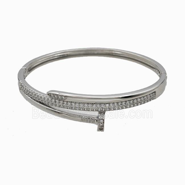 Copper Bangles Pave Zirconia Platinum Plated