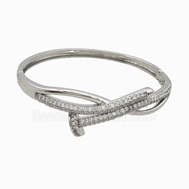 Copper Bangles Pave Zirconia Platinum Plated