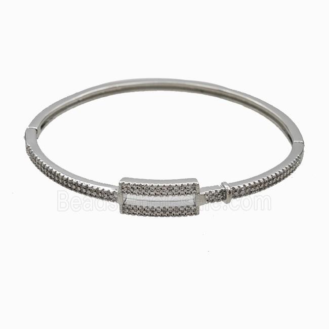 Copper Bangles Pave Zirconia Platinum Plated