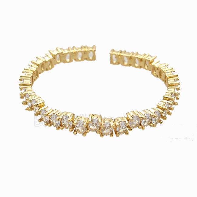Copper Open Cuff Bangles Pave Zirconia 18K Gold Plated