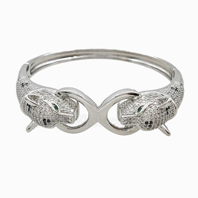 Copper Leopard Bangles Pave Zirconia Platinum Plated