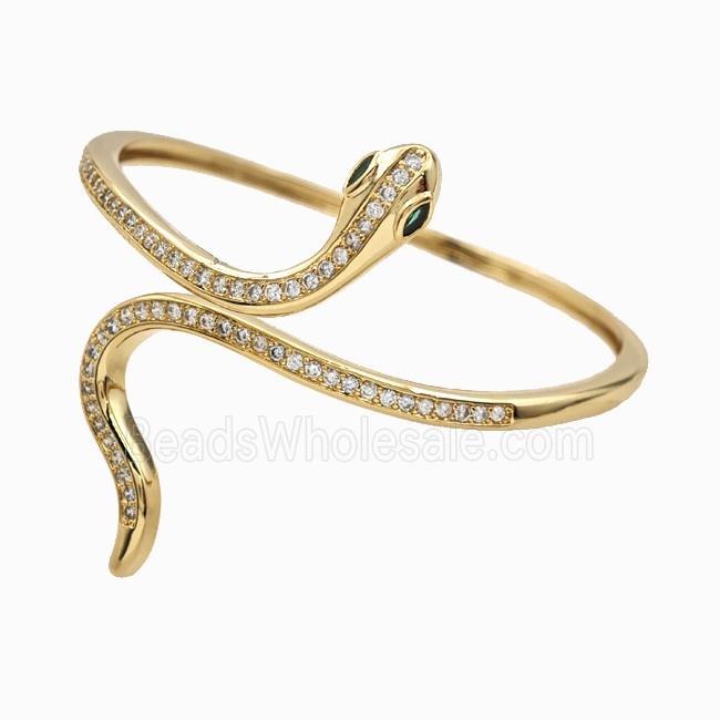 Copper Snake Bangles Pave Zirconia 18K Gold Plated