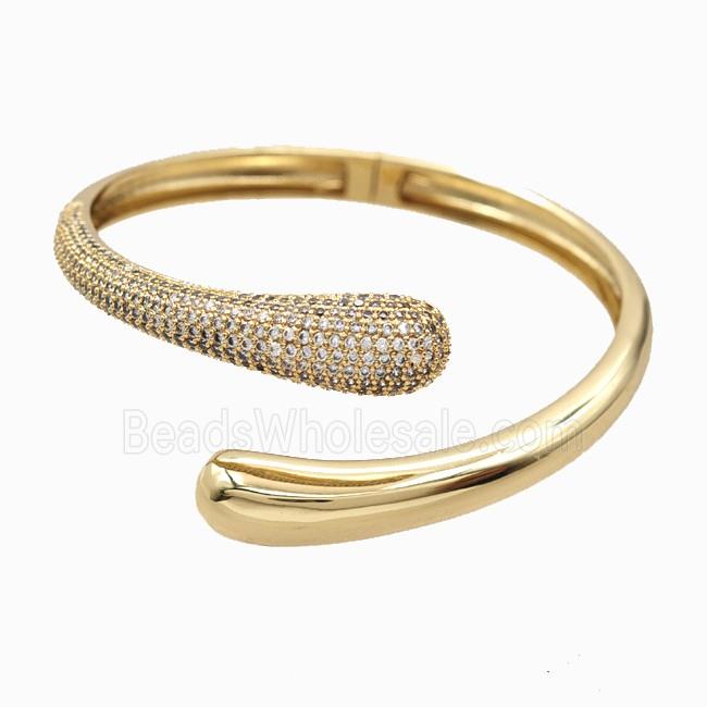 Copper Open Cuff Bangles Pave Zirconia 18K Gold Plated