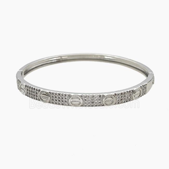 Copper Bangles Pave Zirconia Platinum Plated
