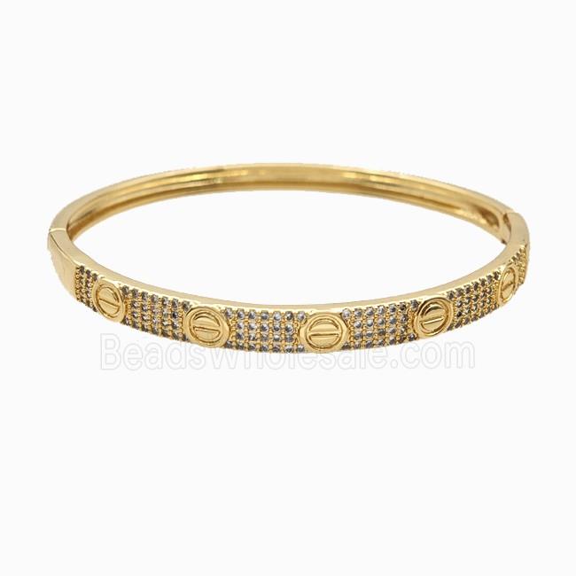Copper Bangles Pave Zirconia 18K Gold Plated