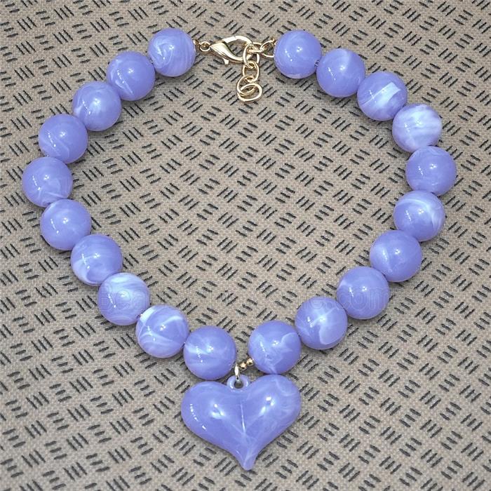 Blue Resin Necklace With Heart