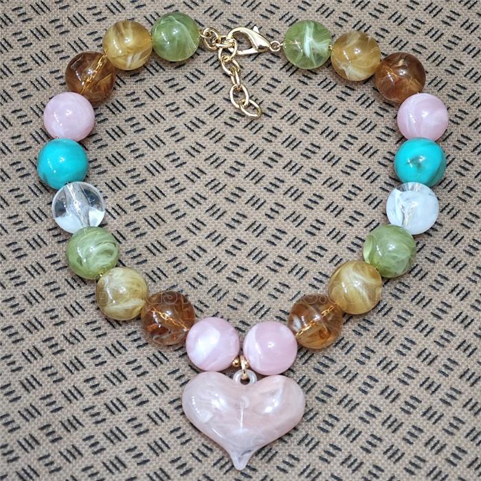 Resin Necklace With Heart Multicolor