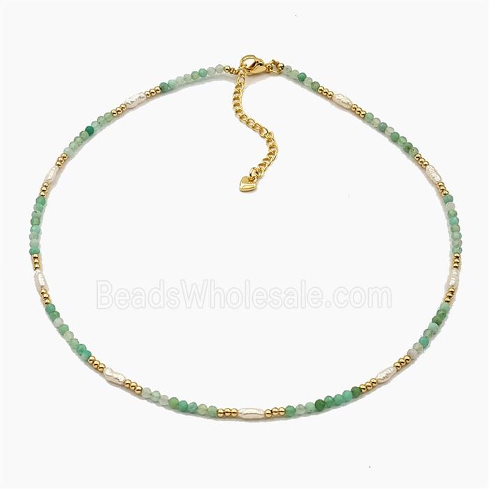 Australian Chrysoprase And Pearl Necklaces Adjustable