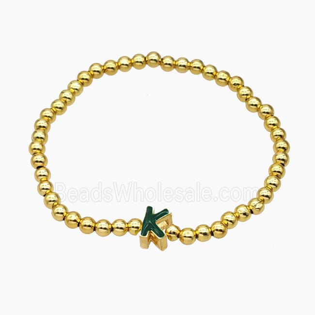 Copper Bracelets With Enamel Letters Stretchy Gold Plated Mixed