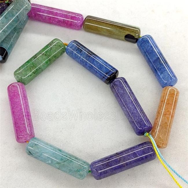Natural Agate Druzy Tube Beads Mixed Color Dye Column