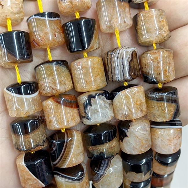 Natural Agate Druzy Column Beads Orange Dye
