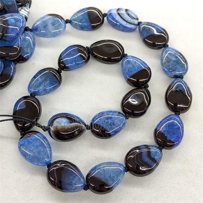 Natural Agate Druzy Teardrop Beads Blue Dye