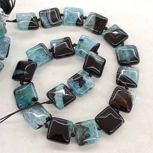 Natural Druzy Agate Square Beads Teal Dye