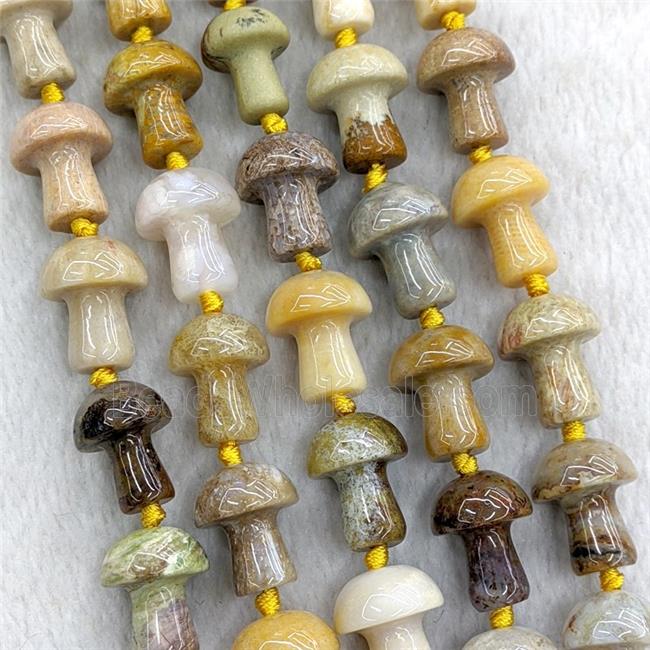 Natural Gemstone Mushroom Beads Mixed